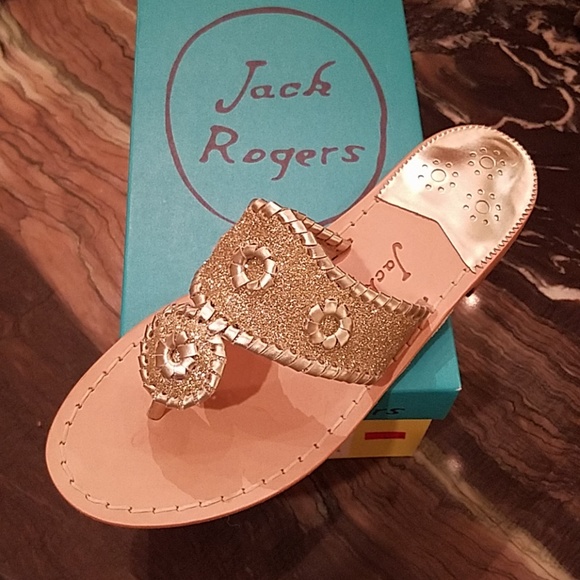 Jack Rogers Sparkle Platinum and Gold Sandals - Picture 2 of 7